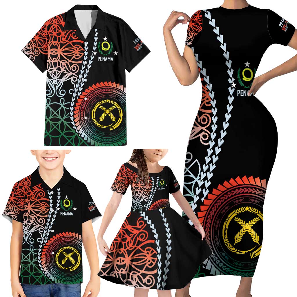 Proudly Ni-Van Sandroing Inspired Family Matching Short Sleeve Bodycon Dress and Hawaiian Shirt Penama Classic Style LT7 - Polynesian Pride