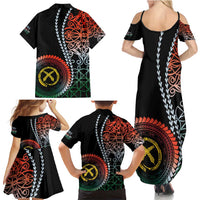 Proudly Ni-Van Sandroing Inspired Family Matching Summer Maxi Dress and Hawaiian Shirt Penama Classic Style LT7 - Polynesian Pride