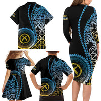 Proudly Ni-Van Sandroing Inspired Family Matching Long Sleeve Bodycon Dress and Hawaiian Shirt Sanma Classic Style LT7 - Polynesian Pride