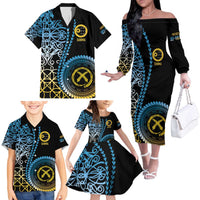 Proudly Ni-Van Sandroing Inspired Family Matching Off The Shoulder Long Sleeve Dress and Hawaiian Shirt Sanma Classic Style LT7 - Polynesian Pride