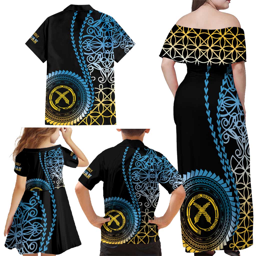Proudly Ni-Van Sandroing Inspired Family Matching Off Shoulder Maxi Dress and Hawaiian Shirt Sanma Classic Style