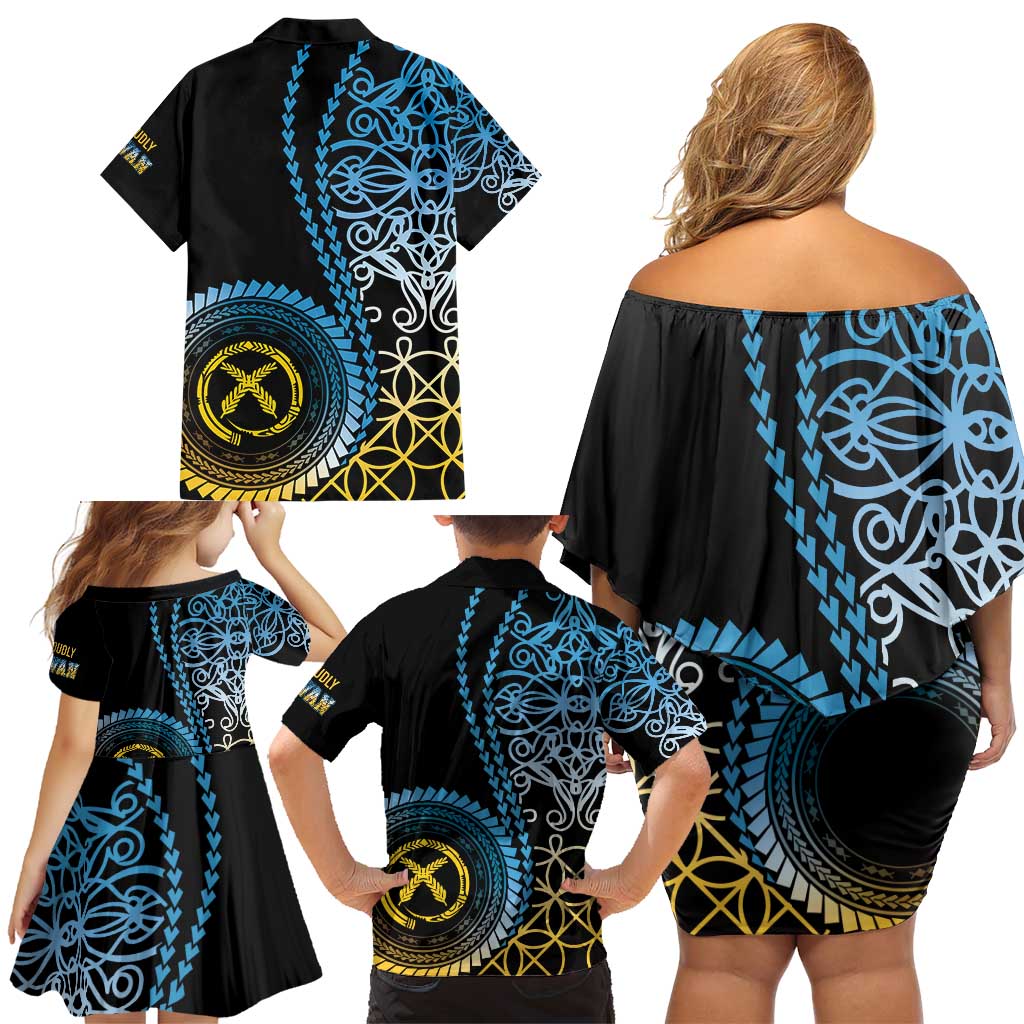 Proudly Ni-Van Sandroing Inspired Family Matching Off Shoulder Short Dress and Hawaiian Shirt Sanma Classic Style