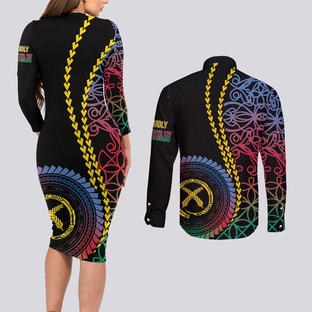 Proudly Ni-Van Sandroing Inspired Couples Matching Long Sleeve Bodycon Dress and Long Sleeve Button Shirt Shefa Classic Style