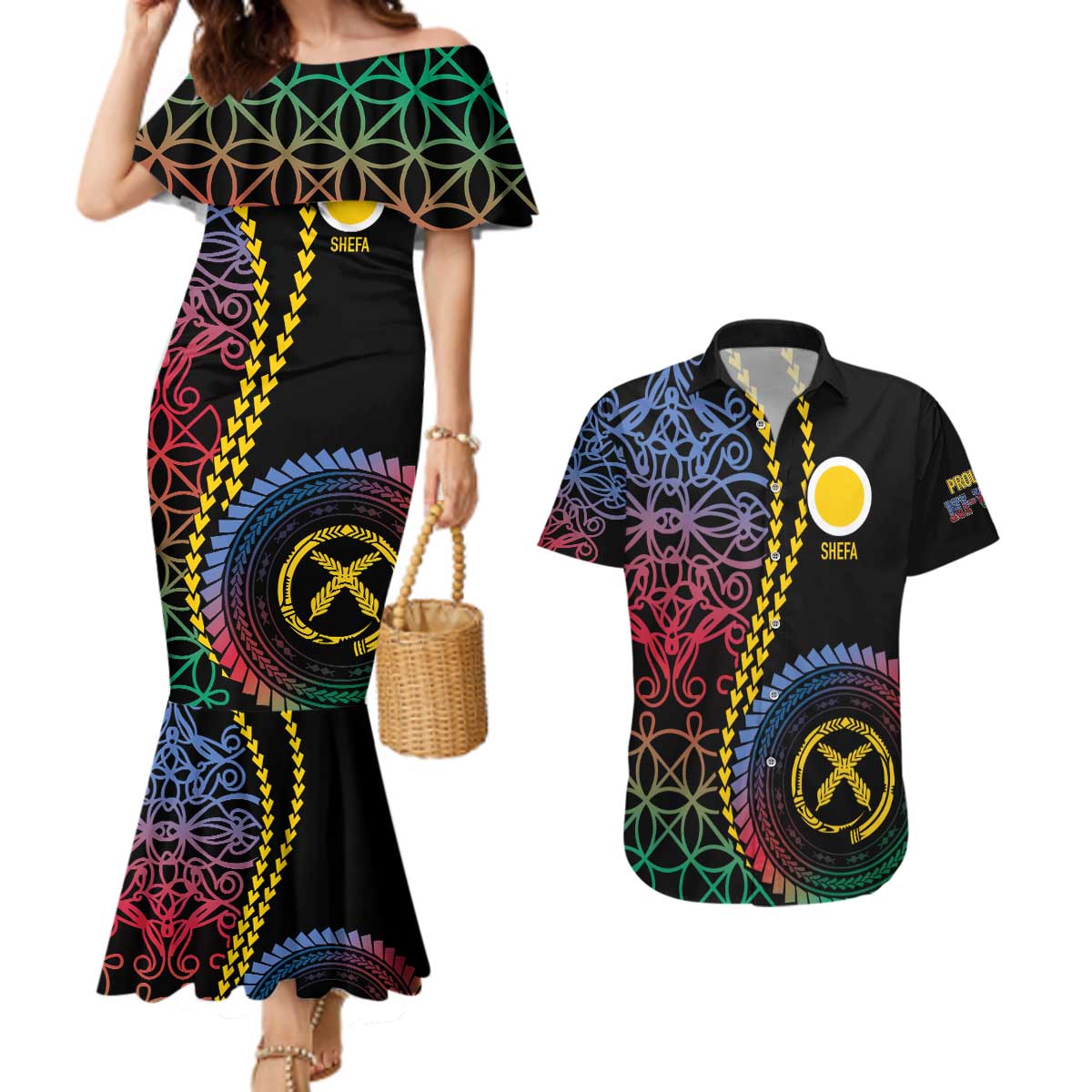 Proudly Ni-Van Sandroing Inspired Couples Matching Mermaid Dress and Hawaiian Shirt Shefa Classic Style