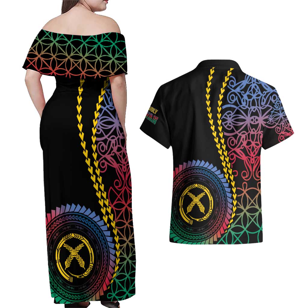 Proudly Ni-Van Sandroing Inspired Couples Matching Off Shoulder Maxi Dress and Hawaiian Shirt Shefa Classic Style