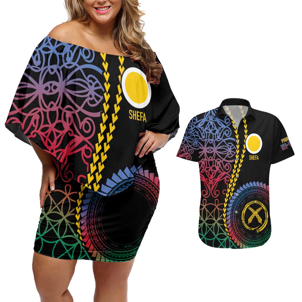 Proudly Ni-Van Sandroing Inspired Couples Matching Off Shoulder Short Dress and Hawaiian Shirt Shefa Classic Style