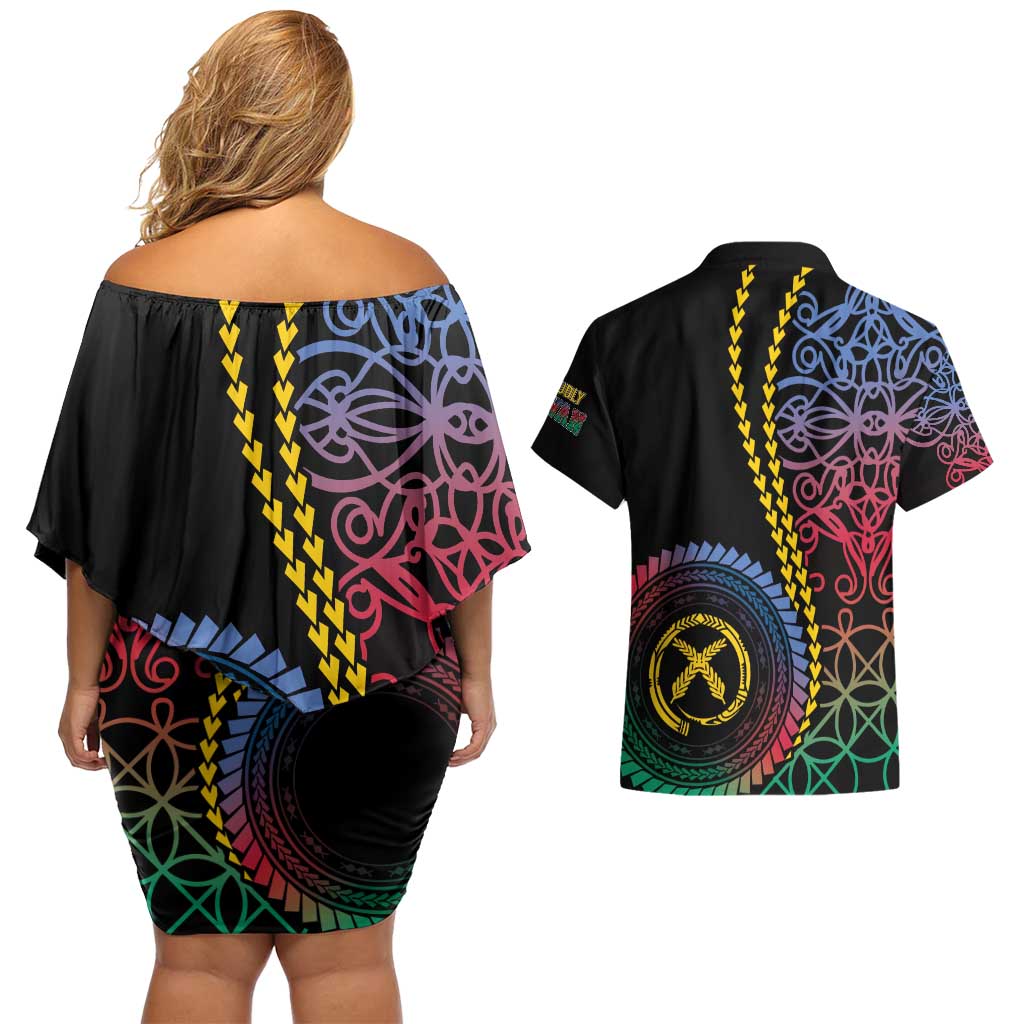 Proudly Ni-Van Sandroing Inspired Couples Matching Off Shoulder Short Dress and Hawaiian Shirt Shefa Classic Style