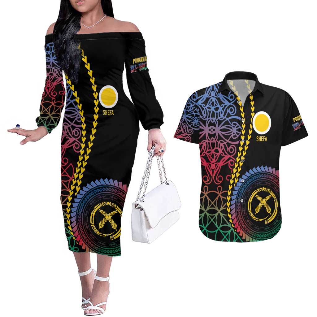 Proudly Ni-Van Sandroing Inspired Couples Matching Off The Shoulder Long Sleeve Dress and Hawaiian Shirt Shefa Classic Style