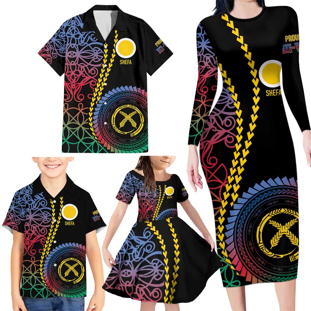 Proudly Ni-Van Sandroing Inspired Family Matching Long Sleeve Bodycon Dress and Hawaiian Shirt Shefa Classic Style