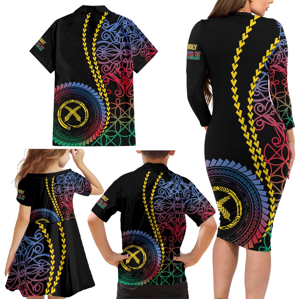 Proudly Ni-Van Sandroing Inspired Family Matching Long Sleeve Bodycon Dress and Hawaiian Shirt Shefa Classic Style