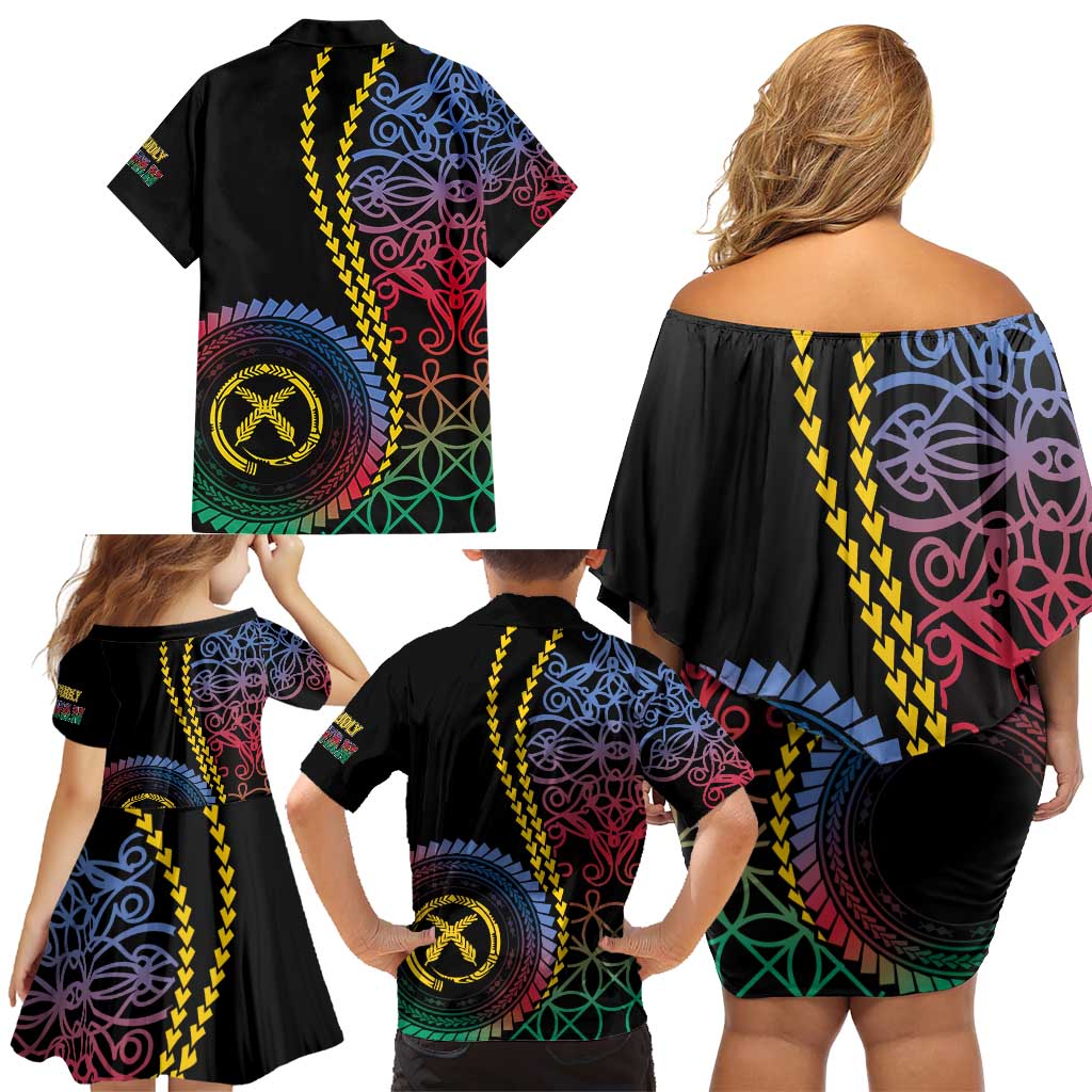 Proudly Ni-Van Sandroing Inspired Family Matching Off Shoulder Short Dress and Hawaiian Shirt Shefa Classic Style