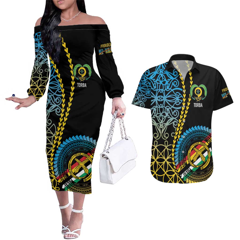 Proudly Ni-Van Sandroing Inspired Couples Matching Off The Shoulder Long Sleeve Dress and Hawaiian Shirt Torba Classic Style