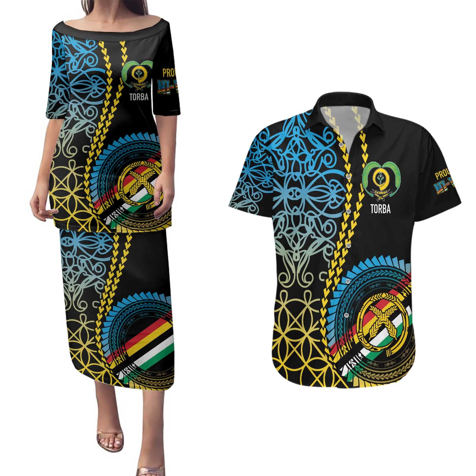 Proudly Ni-Van Sandroing Inspired Couples Matching Puletasi and Hawaiian Shirt Torba Classic Style