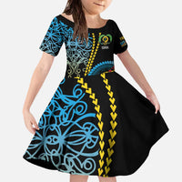Proudly Ni-Van Sandroing Inspired Family Matching Off The Shoulder Long Sleeve Dress and Hawaiian Shirt Torba Classic Style LT7 Daughter's Dress Colorful - Polynesian Pride