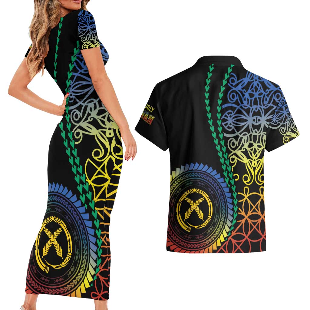 Proudly Ni-Van Sandroing Inspired Couples Matching Short Sleeve Bodycon Dress and Hawaiian Shirt Tafea Classic Style