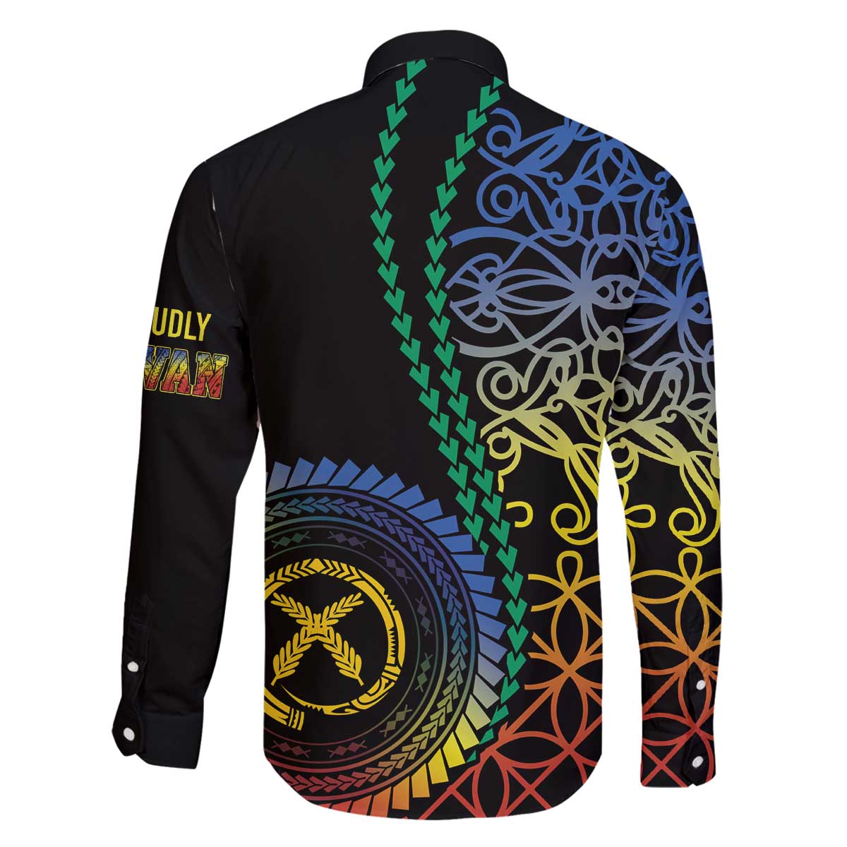 Proudly Ni-Van Sandroing Inspired Family Matching Off The Shoulder Long Sleeve Dress and Hawaiian Shirt Tafea Classic Style LT7 - Polynesian Pride