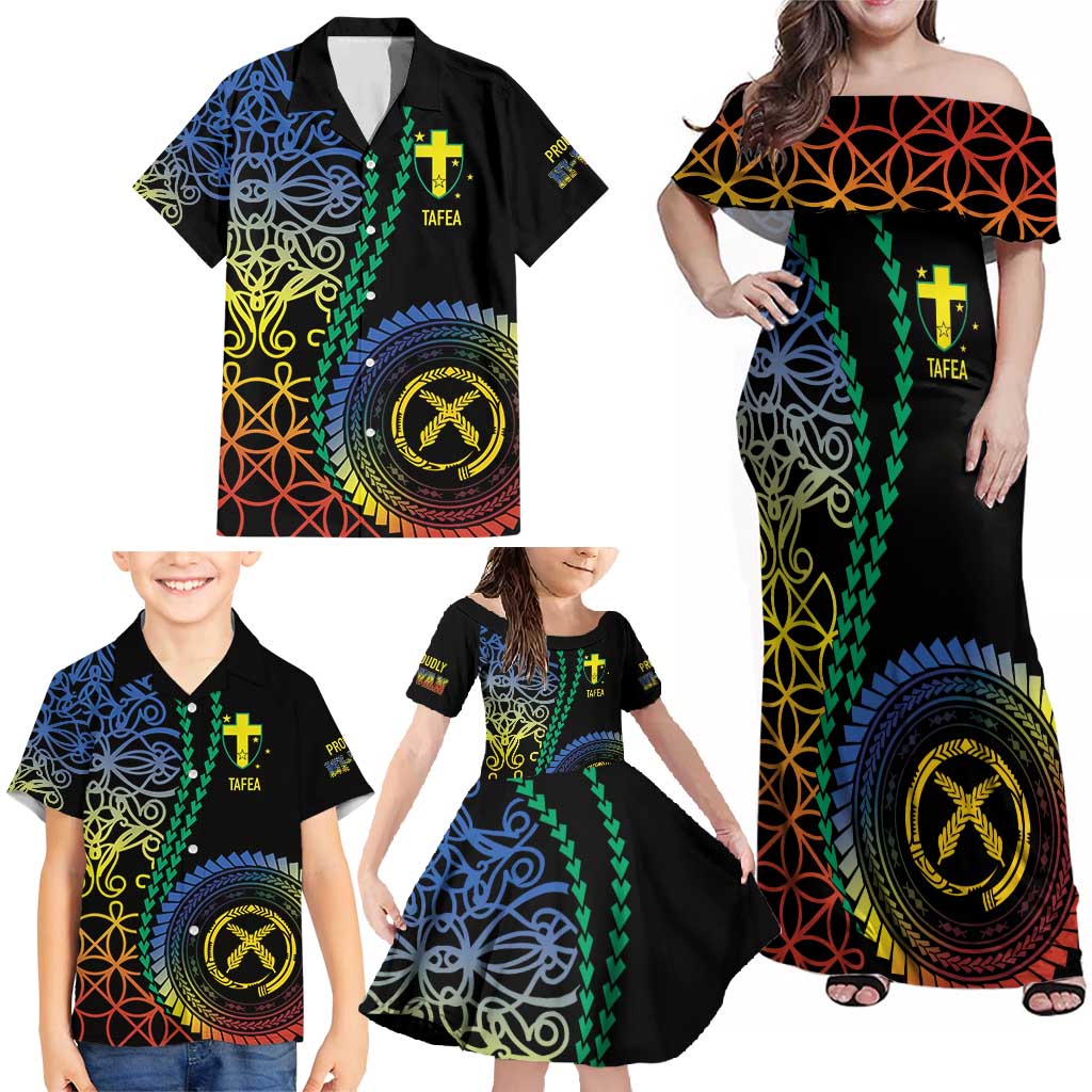 Proudly Ni-Van Sandroing Inspired Family Matching Off Shoulder Maxi Dress and Hawaiian Shirt Tafea Classic Style