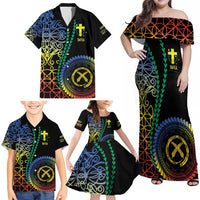 Proudly Ni-Van Sandroing Inspired Family Matching Off Shoulder Maxi Dress and Hawaiian Shirt Tafea Classic Style