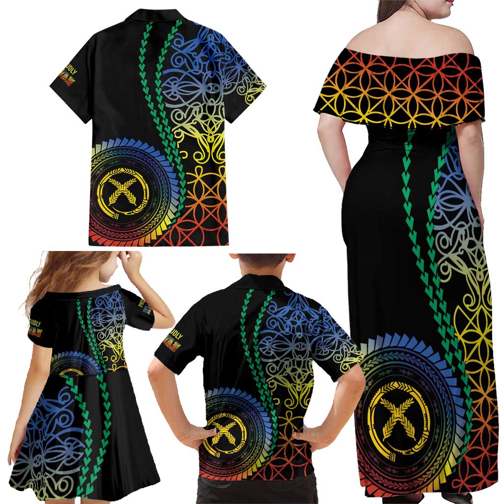 Proudly Ni-Van Sandroing Inspired Family Matching Off Shoulder Maxi Dress and Hawaiian Shirt Tafea Classic Style
