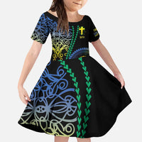 Proudly Ni-Van Sandroing Inspired Family Matching Short Sleeve Bodycon Dress and Hawaiian Shirt Tafea Classic Style LT7 Daughter's Dress Colorful - Polynesian Pride