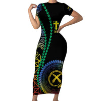 Proudly Ni-Van Sandroing Inspired Family Matching Short Sleeve Bodycon Dress and Hawaiian Shirt Tafea Classic Style LT7 Mom's Dress Colorful - Polynesian Pride