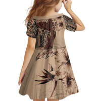 Bula Fiji Family Matching Off Shoulder Maxi Dress and Hawaiian Shirt Shark Tail Beige Masi Tapa LT7 - Polynesian Pride