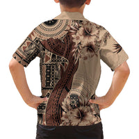 Bula Fiji Family Matching Summer Maxi Dress and Hawaiian Shirt Shark Tail Beige Masi Tapa LT7 - Polynesian Pride
