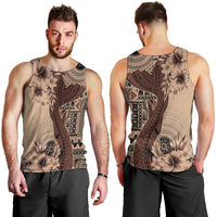 Bula Fiji Men Tank Top Shark Tail Beige Masi Tapa