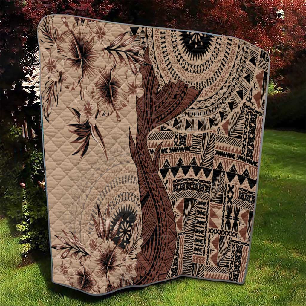 Bula Fiji Quilt Shark Tail Beige Masi Tapa