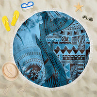 Bula Fiji Beach Blanket Shark Tail Turquoise Masi Tapa