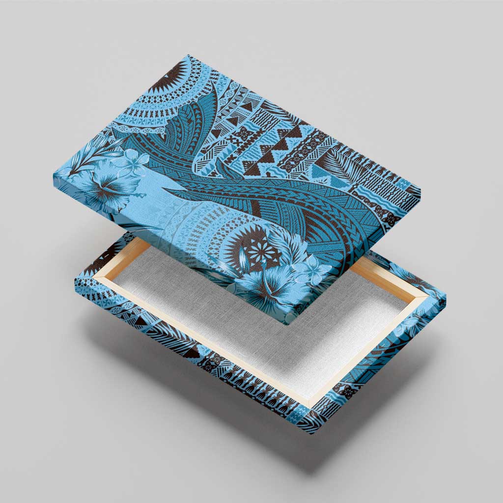 Bula Fiji Canvas Wall Art Shark Tail Turquoise Masi Tapa