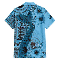 Bula Fiji Family Matching Off Shoulder Maxi Dress and Hawaiian Shirt Shark Tail Turquoise Masi Tapa LT7 - Polynesian Pride