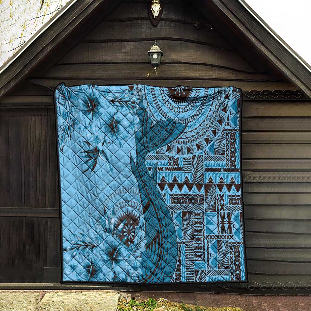 Bula Fiji Quilt Shark Tail Turquoise Masi Tapa