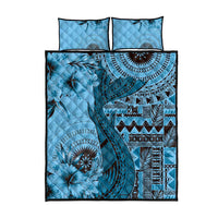 Bula Fiji Quilt Bed Set Shark Tail Turquoise Masi Tapa