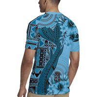 Bula Fiji Rugby Jersey Shark Tail Turquoise Masi Tapa