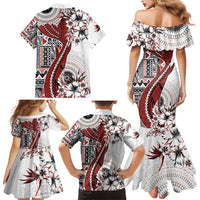 Bula Fiji Family Matching Mermaid Dress and Hawaiian Shirt Shark Tail White Masi Tapa LT7 - Polynesian Pride