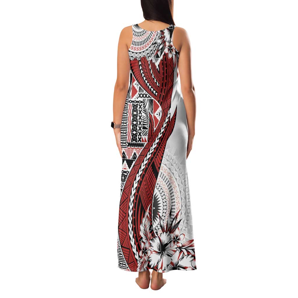 Bula Fiji Family Matching Tank Maxi Dress and Hawaiian Shirt Shark Tail White Masi Tapa LT7 - Polynesian Pride