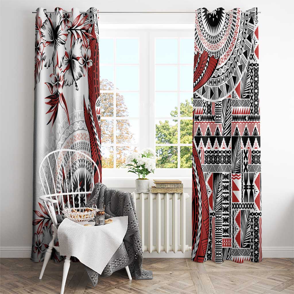 Bula Fiji Window Curtain Shark Tail White Masi Tapa