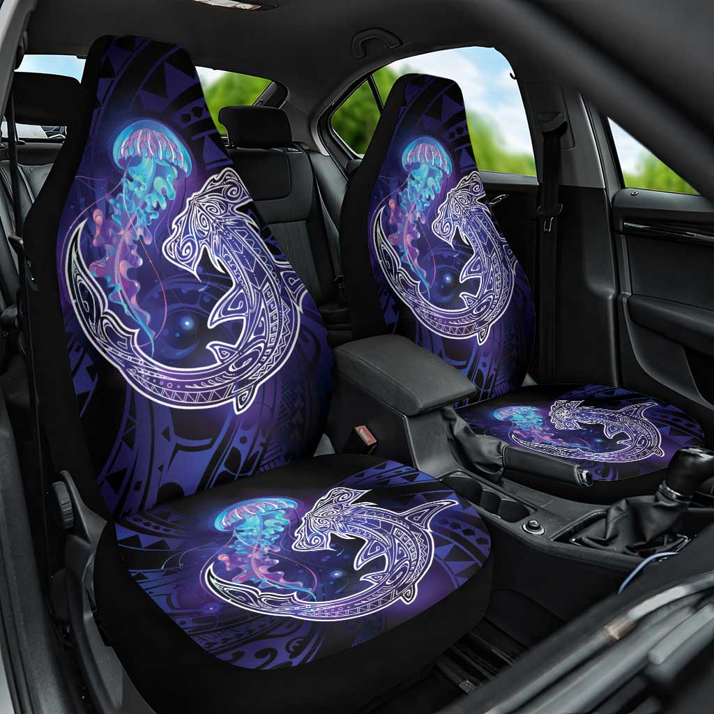 Polynesian Aumakua Car Seat Cover Jellyfish with Shark LT7 One Size Teal Purple - Polynesian Pride