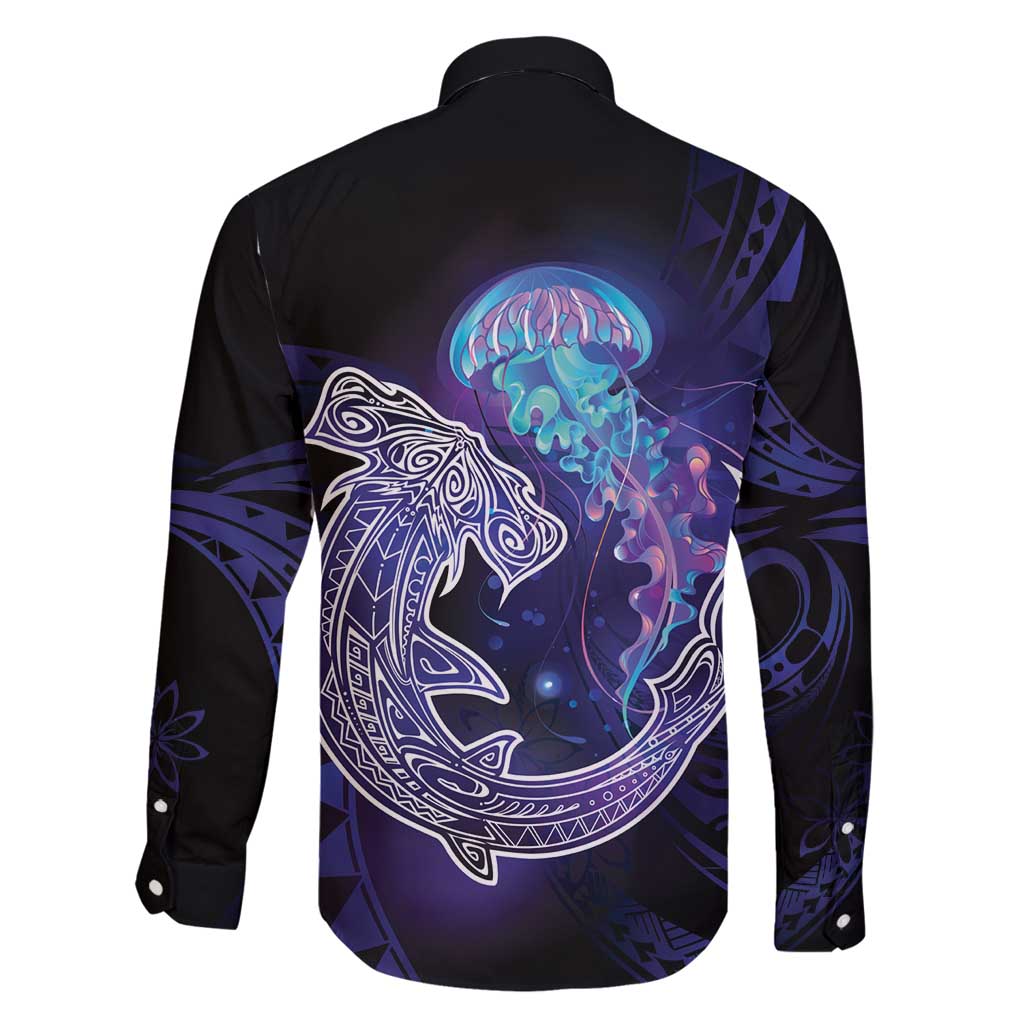 Polynesian Aumakua Family Matching Mermaid Dress and Hawaiian Shirt Jellyfish with Shark LT7 - Polynesian Pride