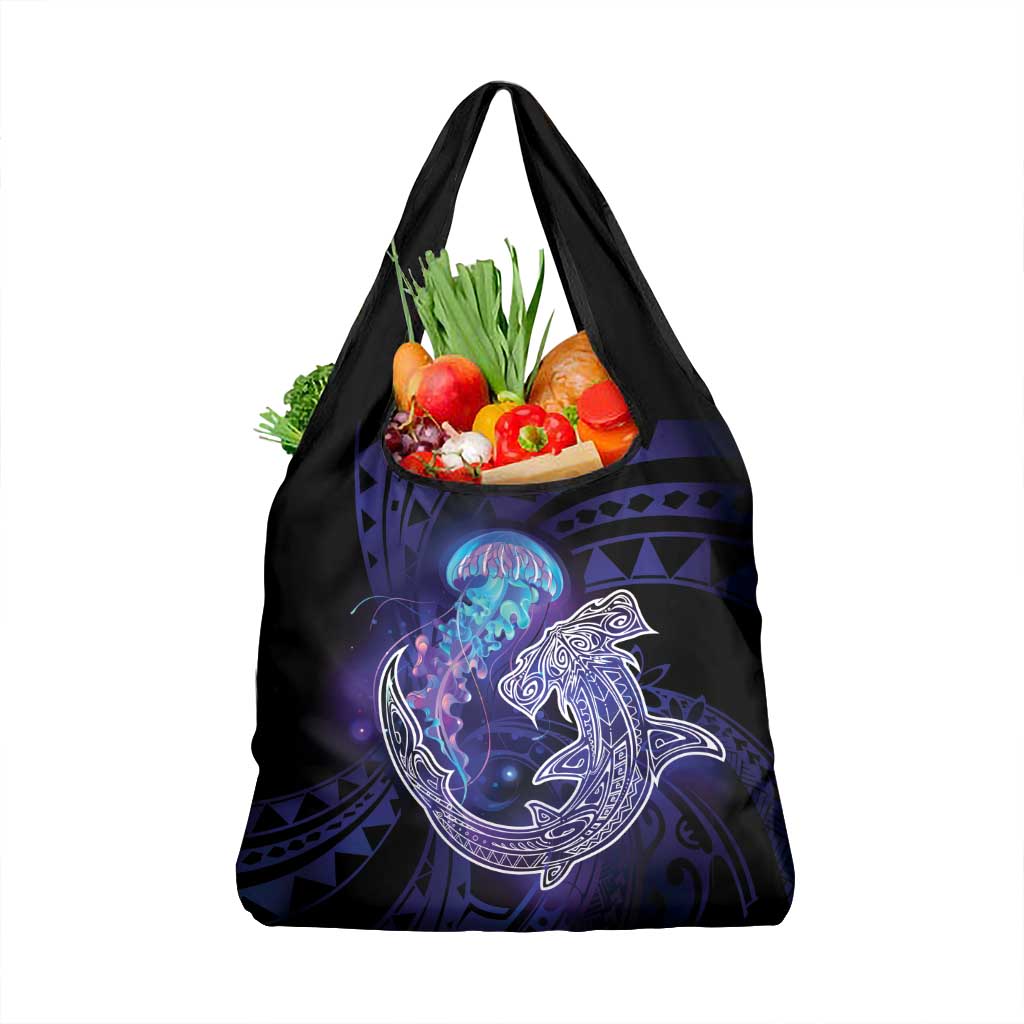 Polynesian Aumakua Grocery Bag Jellyfish with Shark LT7 1-pack One Size Teal Purple - Polynesian Pride