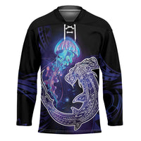 Polynesian Aumakua Hockey Jersey Jellyfish with Shark - Polynesian Pride
