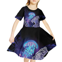 Polynesian Aumakua Kid Short Sleeve Dress Jellyfish with Shark LT7 - Polynesian Pride