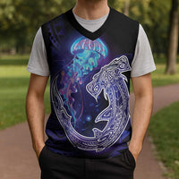 Polynesian Aumakua Christmas Knitted V-Neck Vest Jellyfish with Shark LT7 - Polynesian Pride