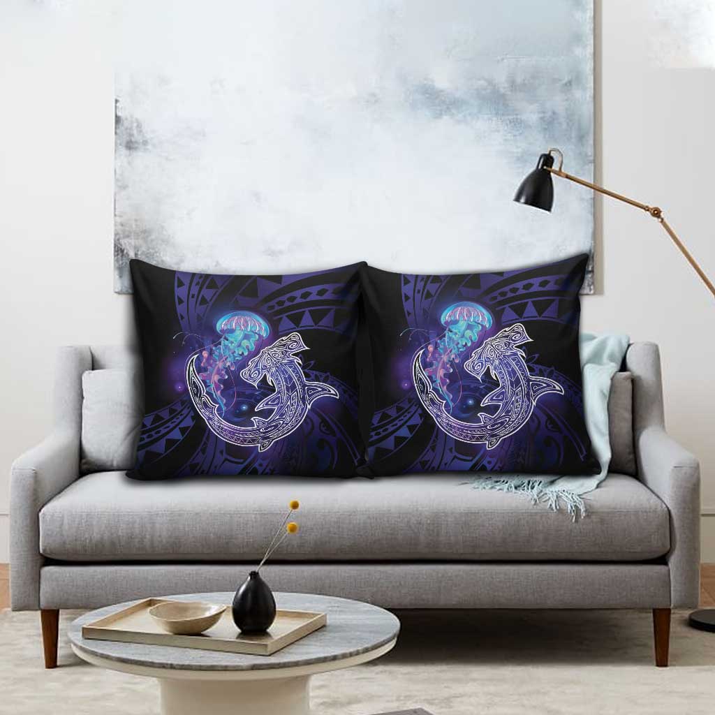 Polynesian Aumakua Pillow Cover Jellyfish with Shark - Polynesian Pride