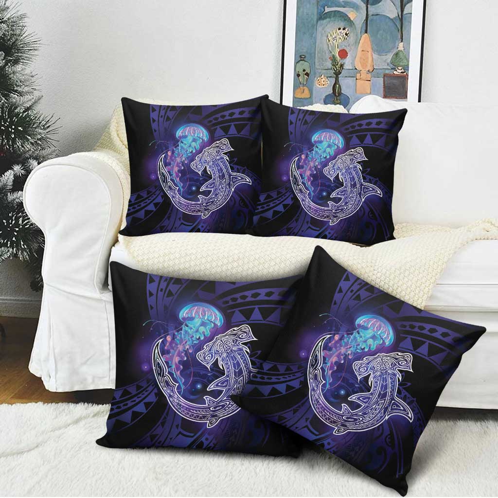 Polynesian Aumakua Pillow Cover Jellyfish with Shark - Polynesian Pride