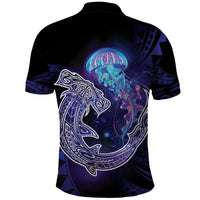 Polynesian Aumakua Polo Shirt Jellyfish with Shark - Polynesian Pride