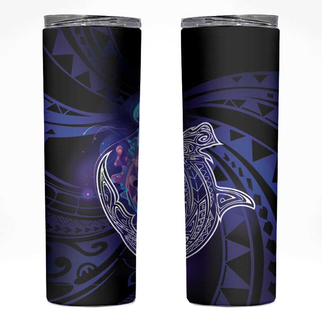Polynesian Aumakua Skinny Tumbler Jellyfish with Shark LT7 Teal Purple - Polynesian Pride