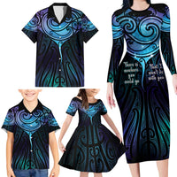 Aotearoa Maori Te Whai Rahi Family Matching Long Sleeve Bodycon Dress and Hawaiian Shirt Tala - Nowhere You Could Go That I Won't Be With You LT7 - Polynesian Pride