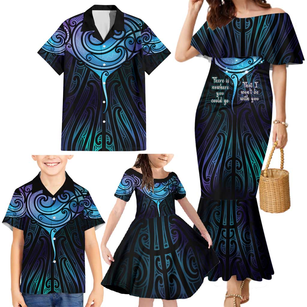 Aotearoa Maori Te Whai Rahi Family Matching Mermaid Dress and Hawaiian Shirt Tala - Nowhere You Could Go That I Won't Be With You LT7 - Polynesian Pride